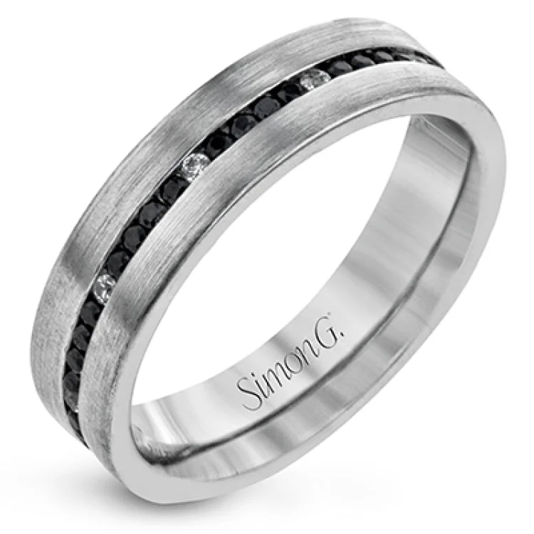 Women’s cushion cut halo engagement rings-This splendid, modern wedding band in brushed white gold features .53 ctw of black diamonds highlighted by .10 ctw of white diamond accents.