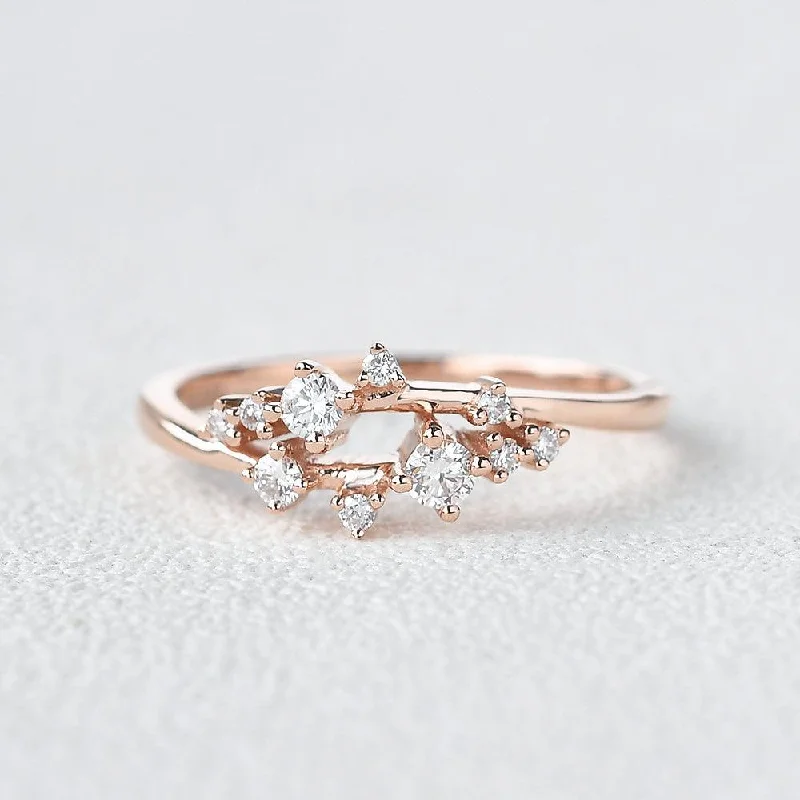 Women’s birthstone rings-Moissanite Stacking Band Rose Gold Ring