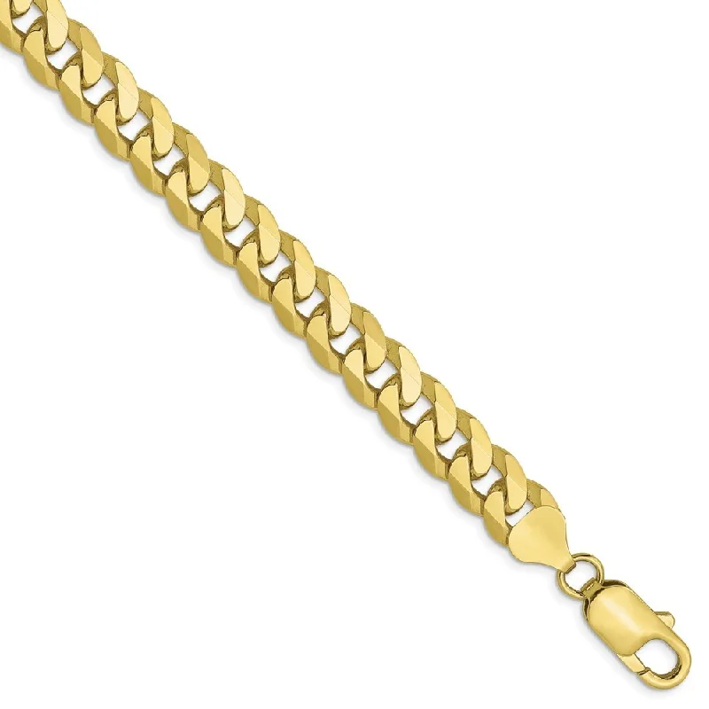 Women’s chain bracelets-Leslie's 10k Yellow Gold 8mm Flat Beveled Curb Chain Bracelet, 8"