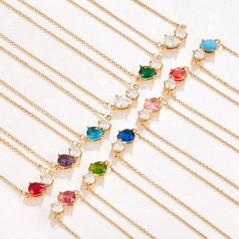 Women’s boho necklaces-Crystal Birthstone Necklace