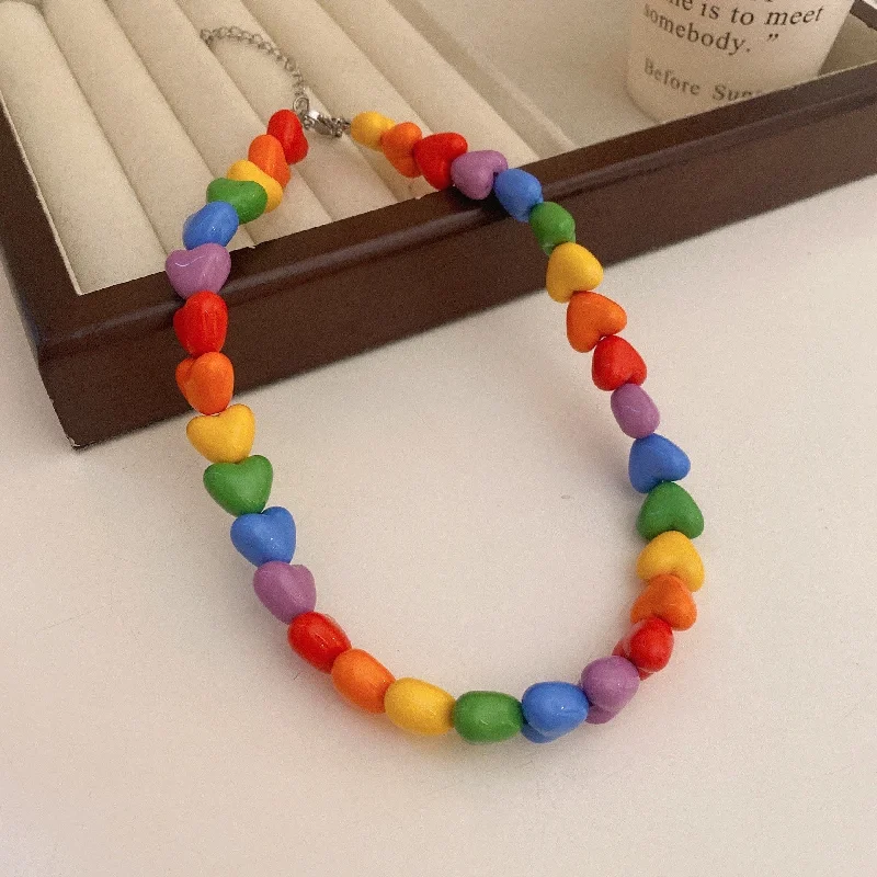 15 Colored Loving Heart Necklace