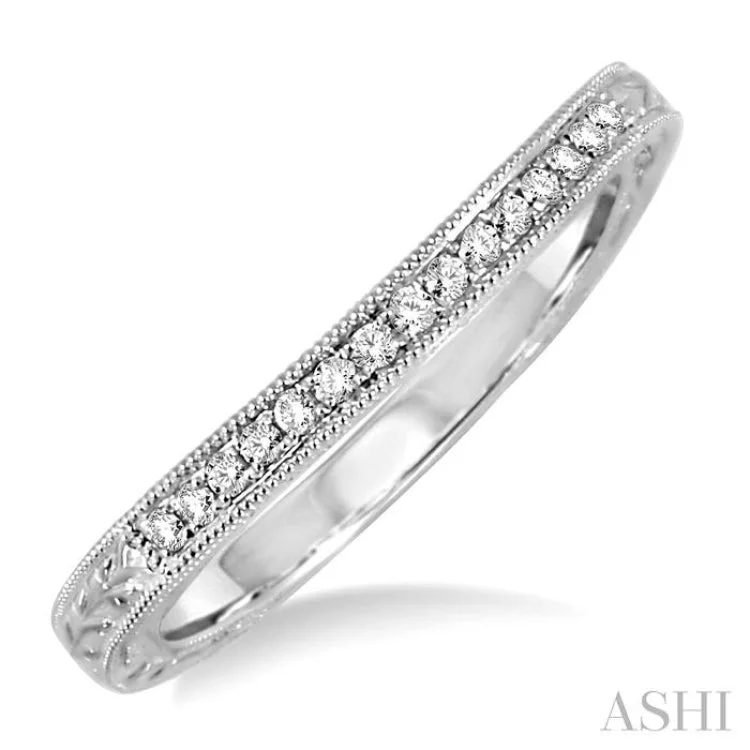 Women’s eternity band engagement rings-1/10 Ctw Round Cut Diamond Matching Wedding Band in 14K White Gold