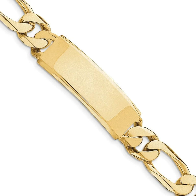 Women’s modern bangle bracelets-14k Yellow Gold Hand-polished Figaro Link ID Bracelet, 8.5"