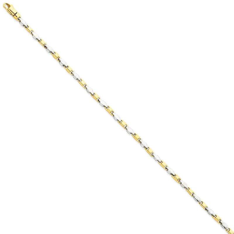 Women’s chain link bracelets-14k Two-tone 2.5mm Hand-polished Fancy Link Bracelet-WBC-LK694-7