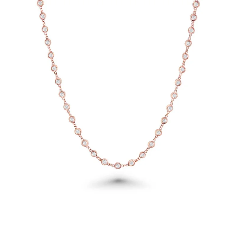 Women’s crystal necklaces-66 Stone Diamond By The Yard Necklace, Bezel Set Diamond Station Necklace (2.25 ct.) in 14K Gold