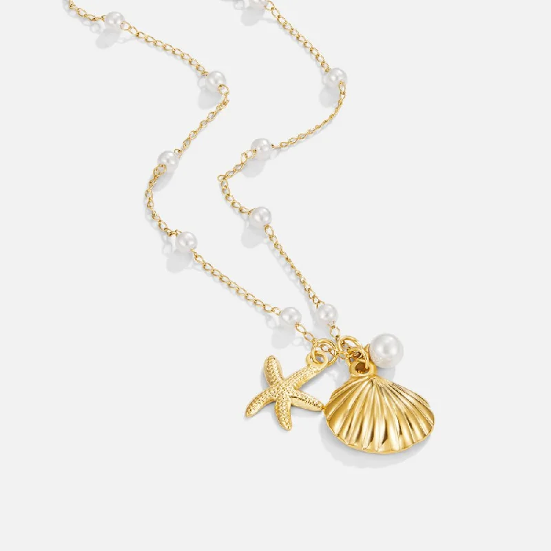 Women’s gold necklaces-Aria Shell Charm Necklace