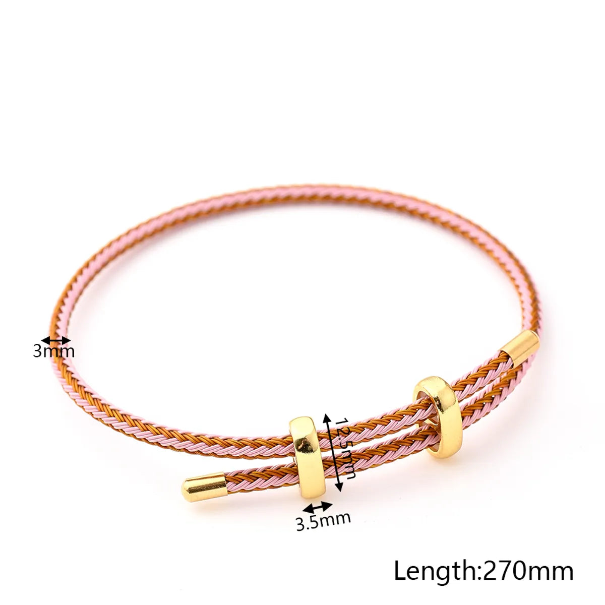 8-Word Buckle Pink & Yellow Brown Steel Wire Carrying Strap (Gold)