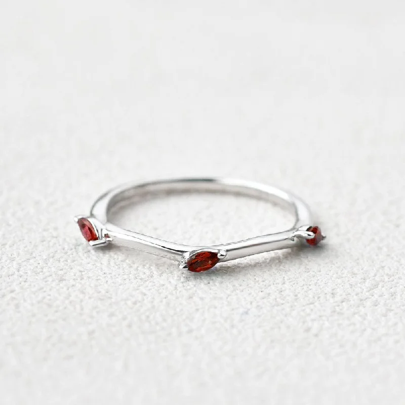 Women’s gold rings-Lab Ruby Three Stone White Gold Ring