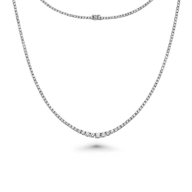 Women’s birthstone necklaces-Riviera Diamond Tennis Necklace (12.90 ct.) 4-Prongs Setting in 14K Gold