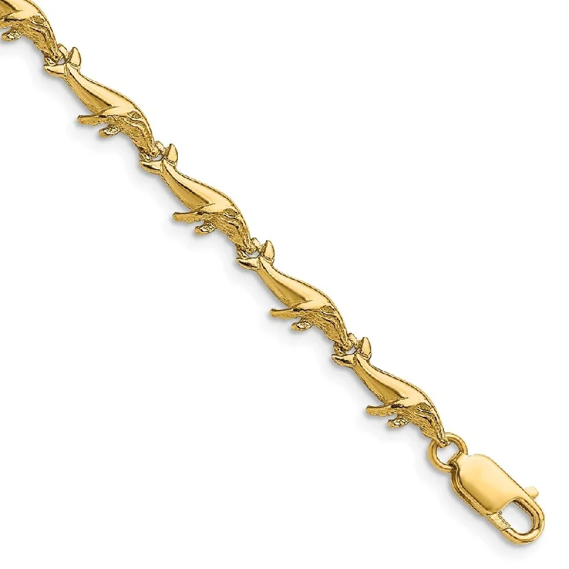 Women’s chain link bracelets-14k Yellow Gold 4.95mm Whale Bracelet, 7.25"