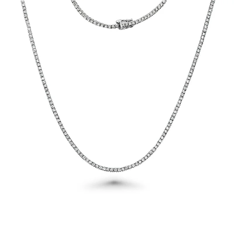 Women’s sterling silver gemstone necklaces-Diamond Tennis Necklace (9.30 ct.) 2.5 mm 4-Prongs Setting in 14K Gold