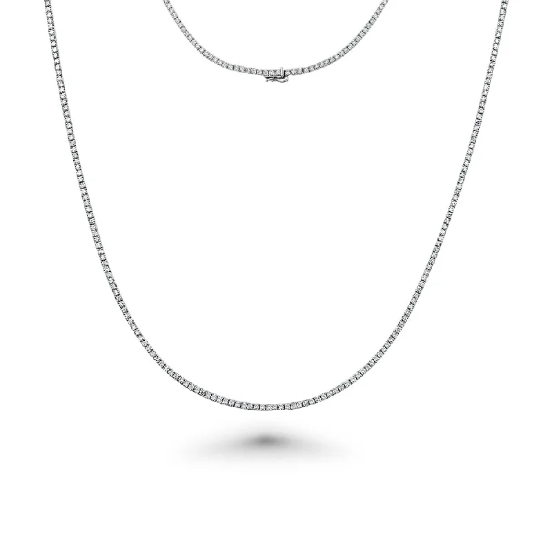 Women’s gold-plated necklaces-Showroom Collection Diamond Tennis Necklace (5.00 ct.) 2 mm 4-Prongs Setting in 14K Gold