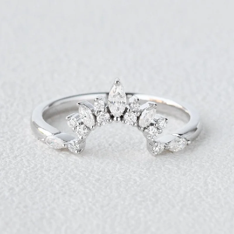 Women’s fashion rings-Moissanite Stacking White Gold Ring