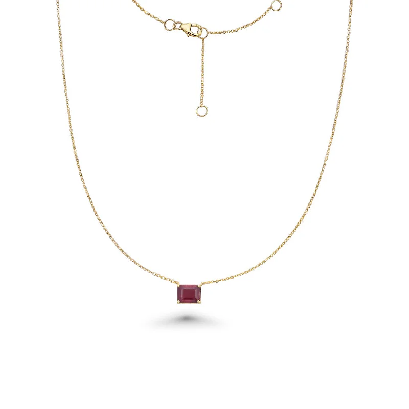 Women’s twisted necklaces-Solitaire Emerald Cut Ruby Necklace (2.40 ct.) in 14K Gold