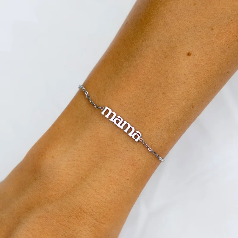 Women’s custom bangle bracelets-Mama Bracelet Silver