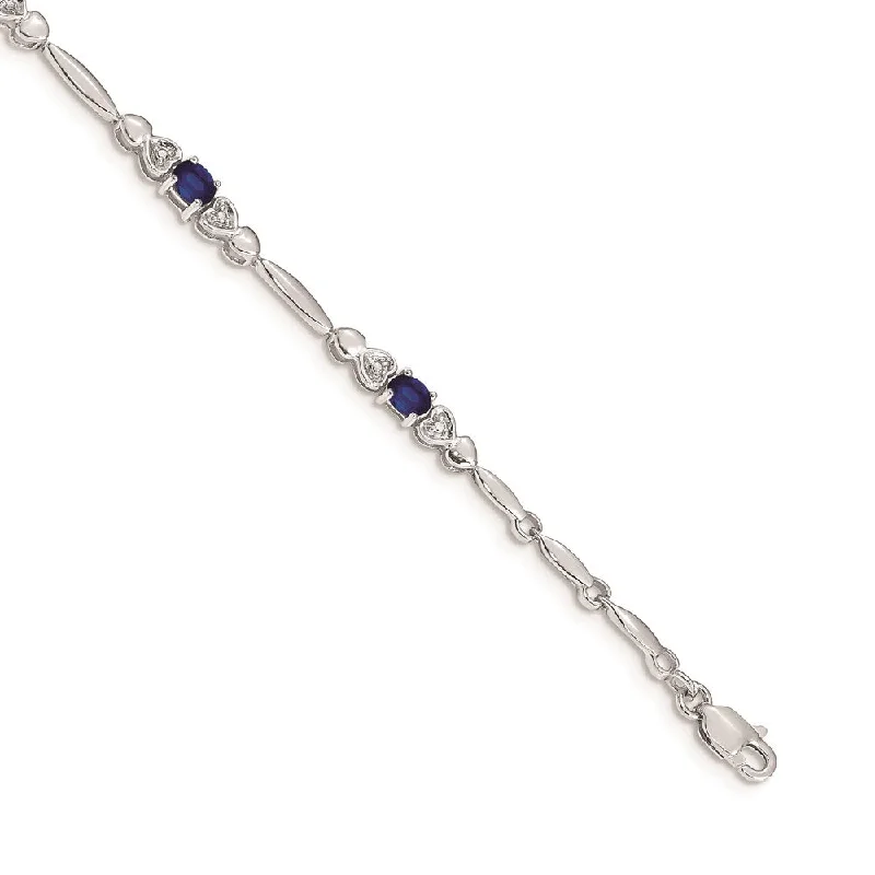 Women’s luxury bracelets-14k White Gold Diamond and Sapphire Bracelet-WBC-BM4479-SA-001-WA