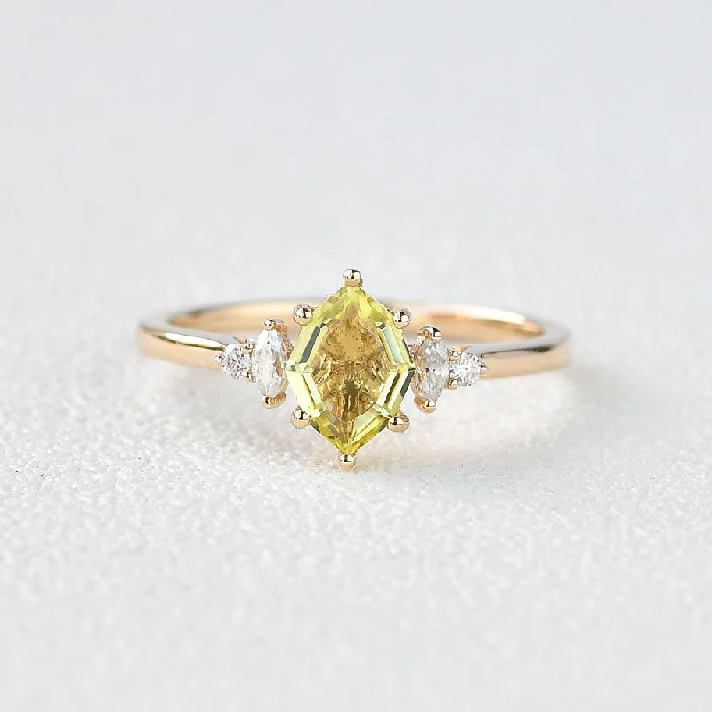 Women’s wedding band rings-Citrine & Moissanite Yellow Gold Ring