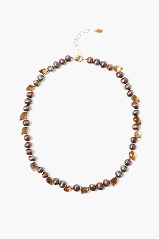 Women’s unique gemstone necklaces-Willa Necklace Taupe Pearl Mix