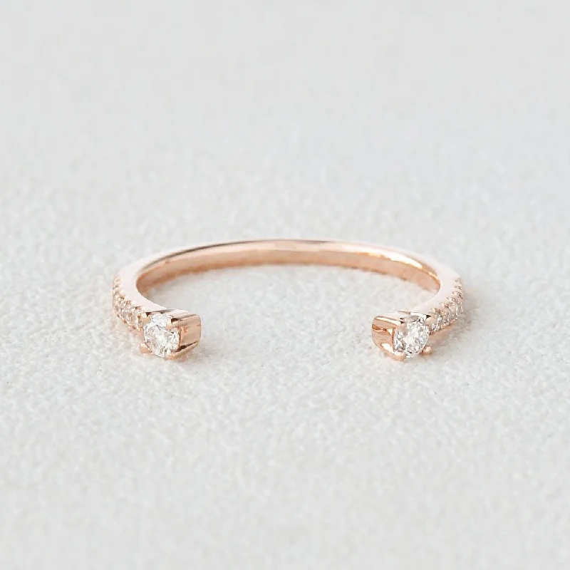 Women’s twist rings-Moissanite Cuff Rose Gold Ring