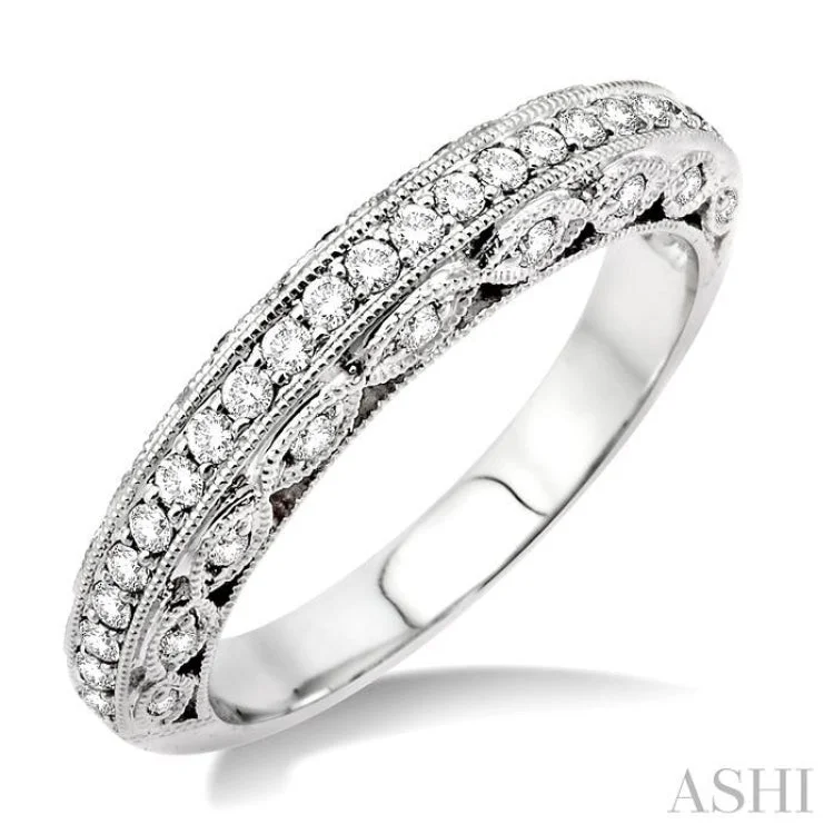 Women’s diamond halo engagement rings-3/8 Ctw Diamond Matching Wedding Band in 14K White Gold