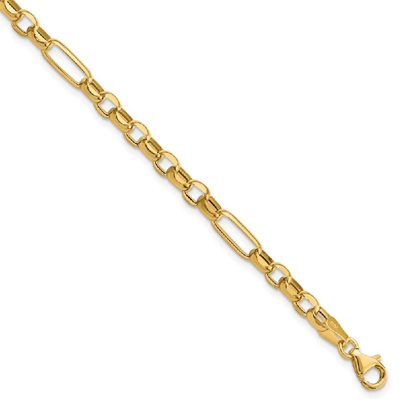 Women’s luxury bangle bracelets-14k Yellow Gold Fancy Link Bracelet, 7.5" (W-4.35mm)