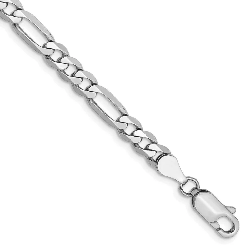 Women’s animal print bracelets-14k White Gold 4.5mm Flat Figaro Chain Bracelet, 7"