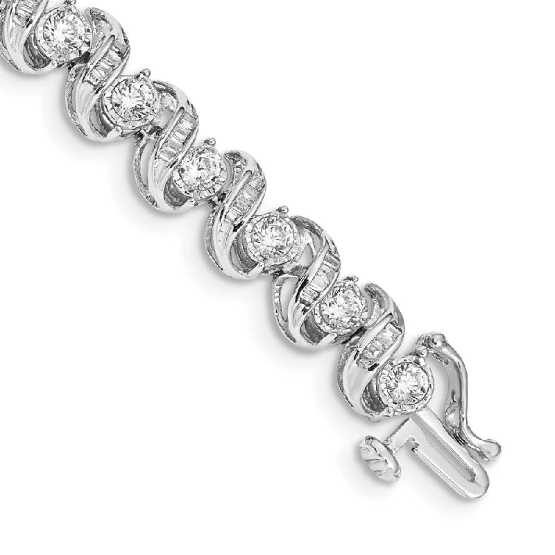 Women’s gold-plated bracelets-14k White Gold Diamond Bracelet-WBC-BM4647-300-WA