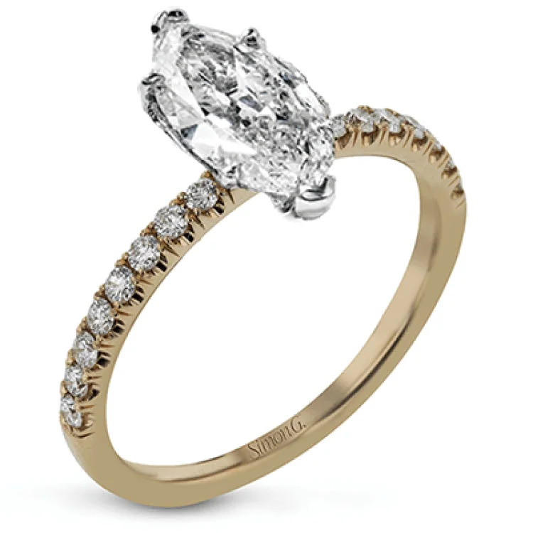 Women’s wedding and engagement rings-This distinctive bridal set design features a double-layer wedding band that fits around the engagement ring. The set contains .77 ctw of white diamonds.