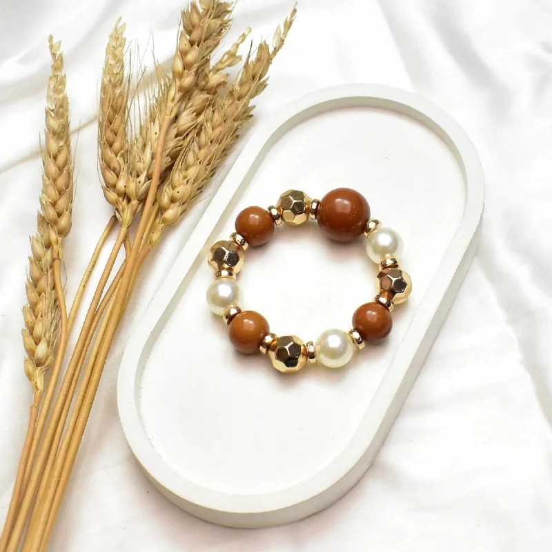 Women’s stacking bangles-TFC Pumpkin Spice Gold Beaded Bracelet