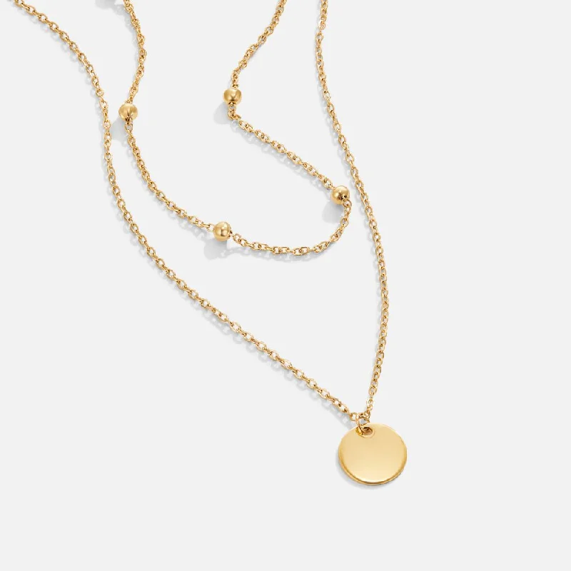 Women’s long necklaces-Layered Disc Necklace