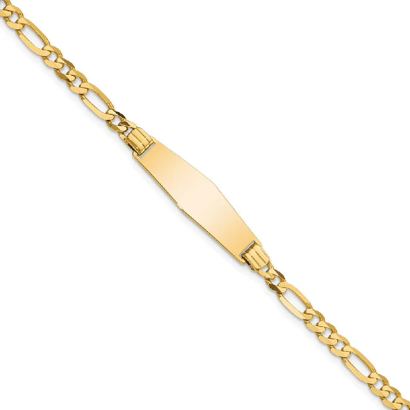 Women’s unique bracelets-14k Soft Diamond Shape Figaro ID Bracelet-WBC-FG100IDC-7