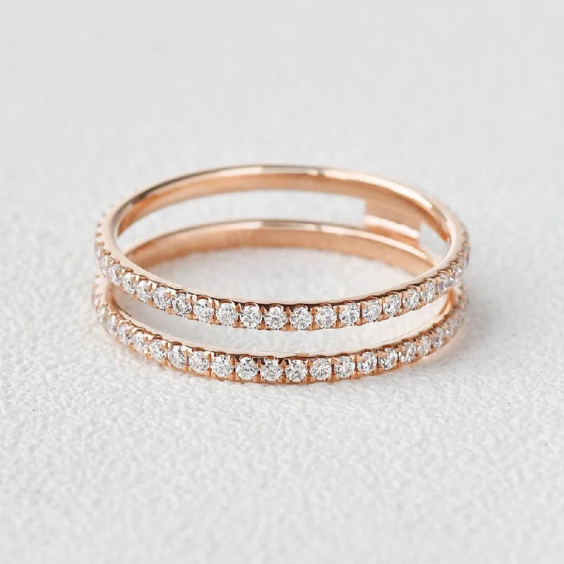 Women’s infinity rings-Eternity Moissanite Rose Gold Cage/I Ring