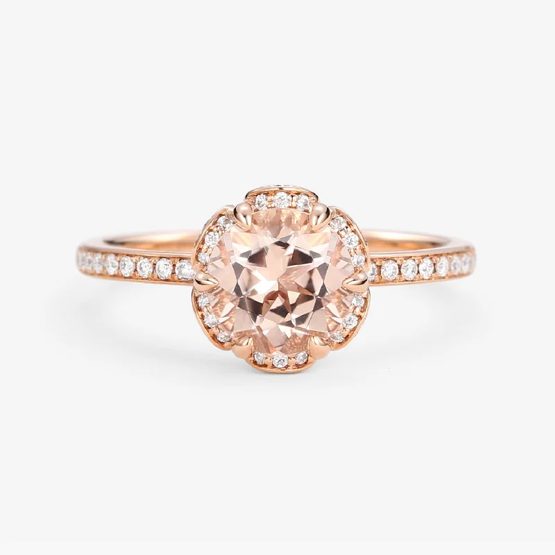 Women’s twist rings-1.2ct Morganite Floral Inspired Ring