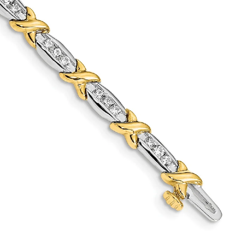 Women’s unique bracelets-14k Two-tone Polished Fancy Diamond Bracelet-WBC-BM4618-100-YWA