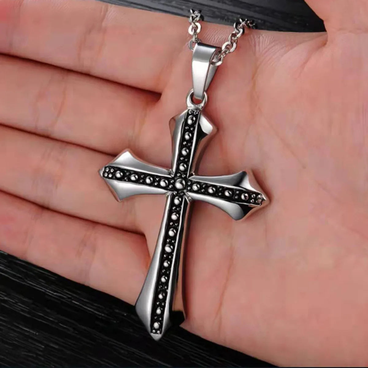 Women’s mixed-metal necklaces-Punk Cross Alloy Plating Men's Pendant Necklace 1 Piece