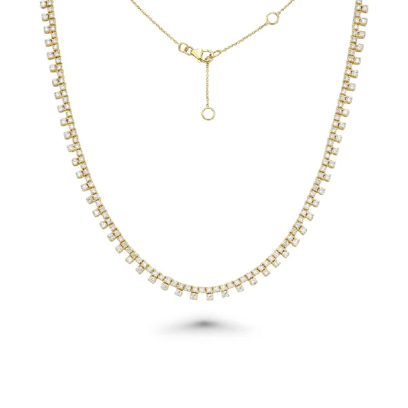 Women’s wedding band necklaces-HalfWay Diamond Tennis Necklace (5.75 ct.) 4-Prongs Setting in 14K Gold