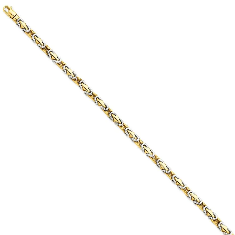 Women’s romantic bracelets-14k Two-tone 4.2mm Hand-polished Fancy Link Bracelet-WBC-LK571-7