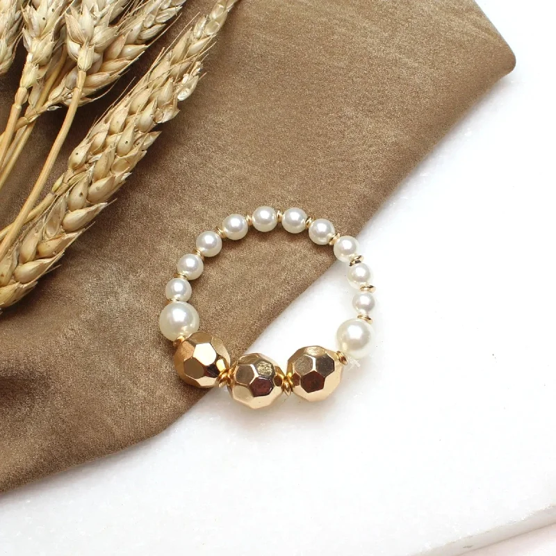 Women’s flower bracelets-TFC Pearly Goldy Gold Plated Adjustable Bracelet