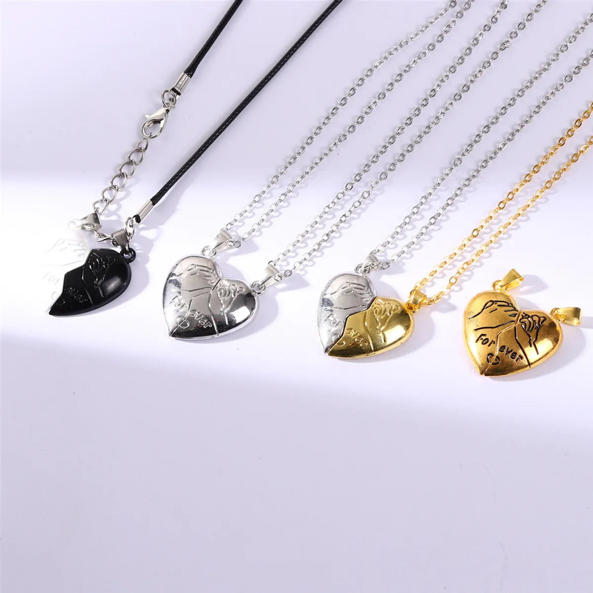 Women’s long chain necklaces-Sweet Heart Shape Alloy Plating Couple Pendant Necklace