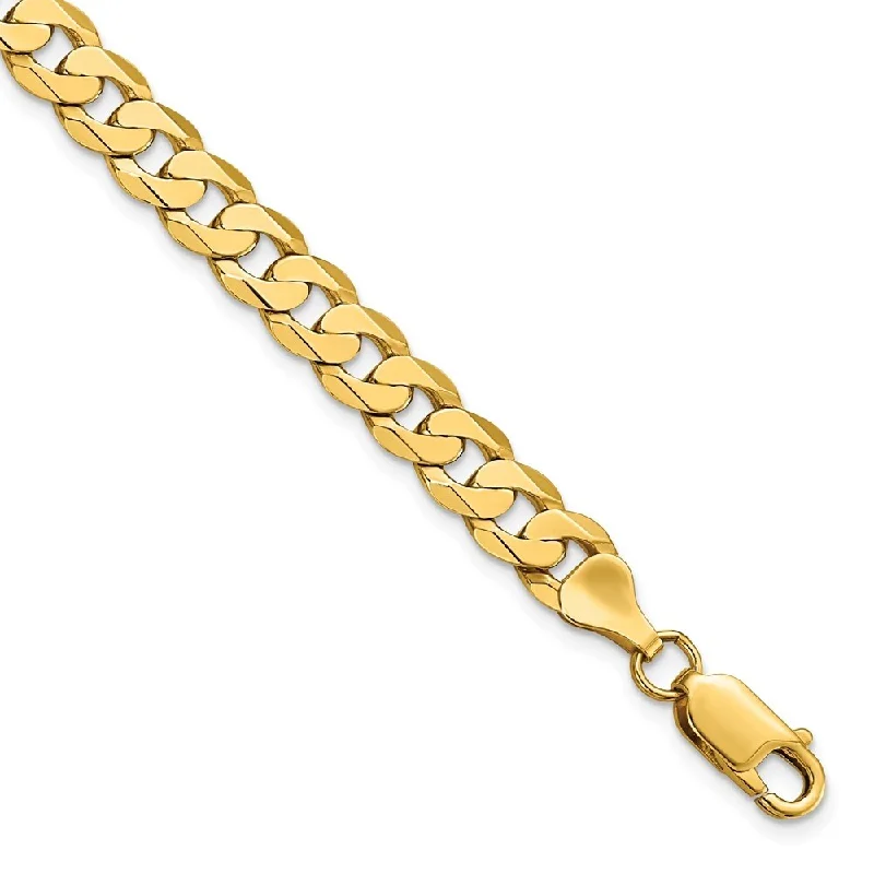 Women’s contemporary bracelets-14k Yellow Gold 6.75mm Flat Beveled Curb Chain Bracelet, 8"