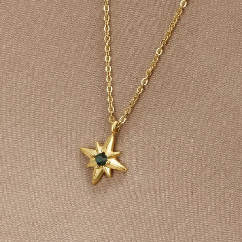 Women’s bold statement necklaces-Guiding Star Emerald Crystal Necklace