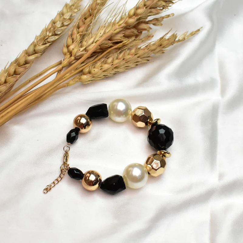 Women’s beaded bangles-TFC Inky Oceans Gold Beaded Bracelet