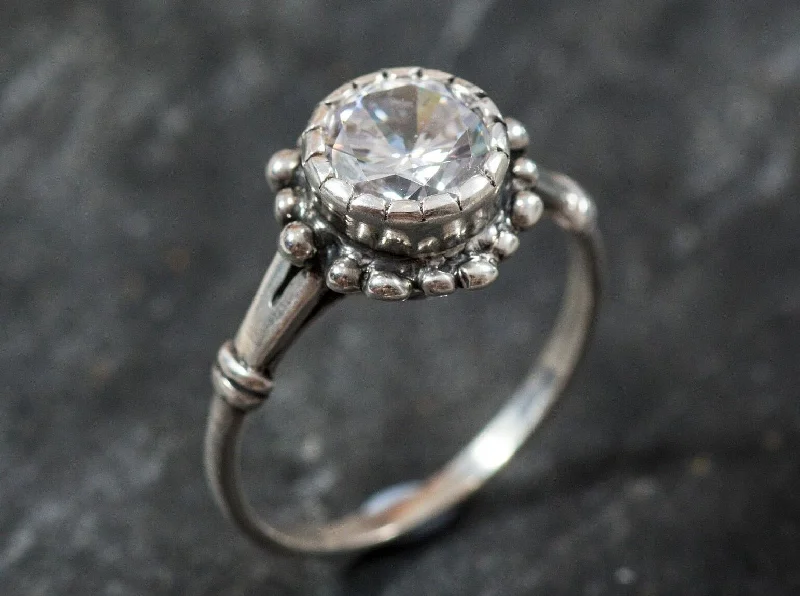 Women’s antique engagement rings-Solitaire Diamond Ring - Diamond Promise Ring, Bridal Diamond Ring