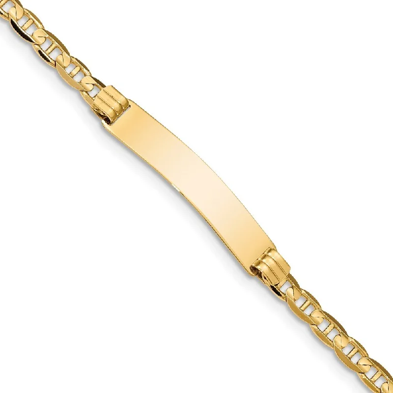 Women’s luxurious bangles-14k Yellow Gold 7mm Anchor Link ID Bracelet, 7"