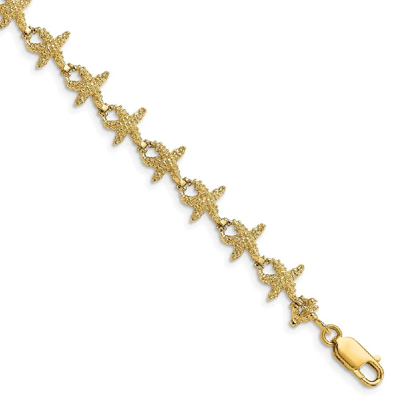 Women’s diamond tennis bracelets-14k Starfish Bracelet-WBC-FB1644-7.5