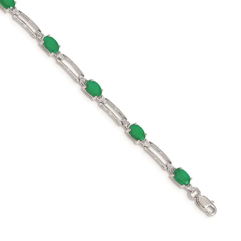 Women’s stacking bangles-14k White Gold Diamond and Emerald Bracelet-WBC-BM4489-EM-005-WA