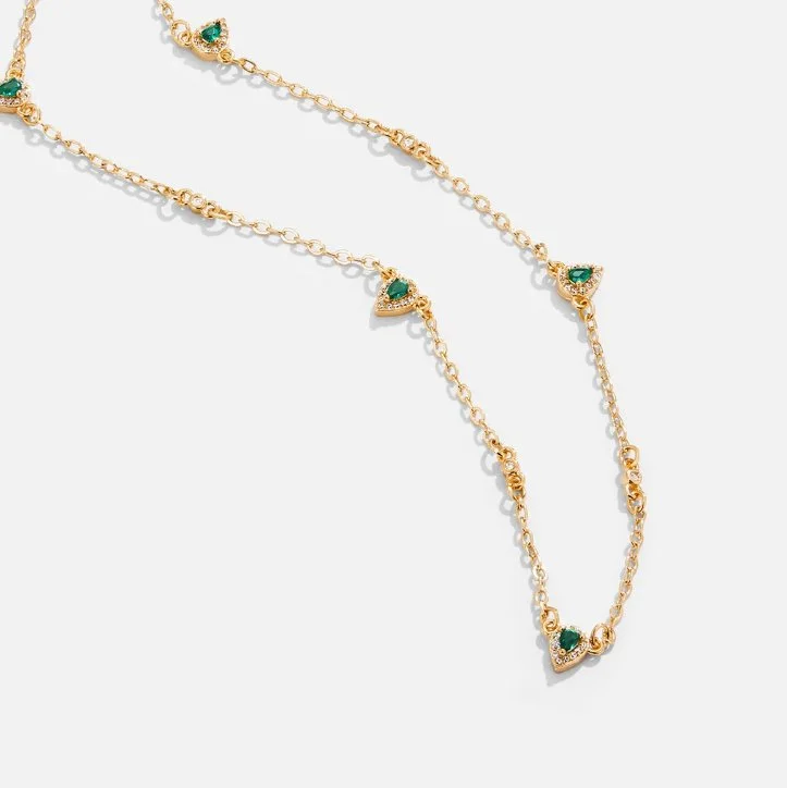 Women’s silver statement necklaces-Emerald Green Teardrop Crystal Necklace