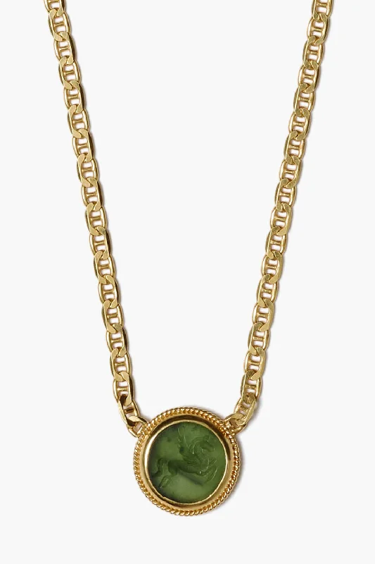 Women’s adjustable necklaces-Pegasus Intaglio Necklace Green Jade