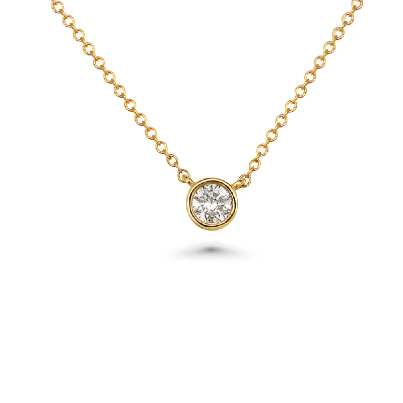 Women’s anniversary necklaces-Solitaire Diamond Chain Necklace (0.25 ct.) Bezel Set in 14K Gold