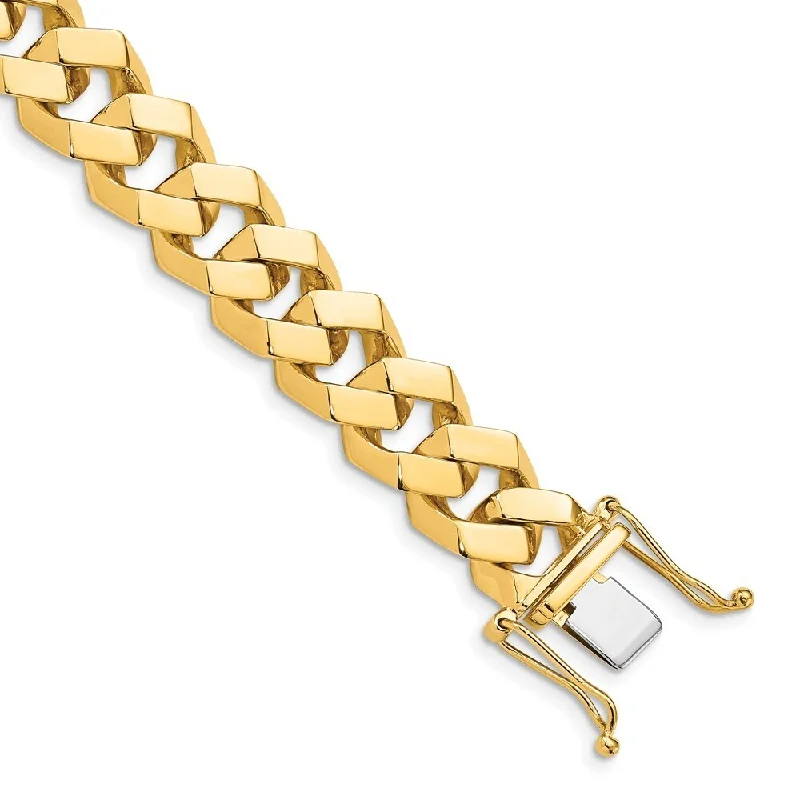 Women’s engraved bracelets-14k Yellow Gold 11.5mm Hand-polished Fancy Link Bracelet, 8"